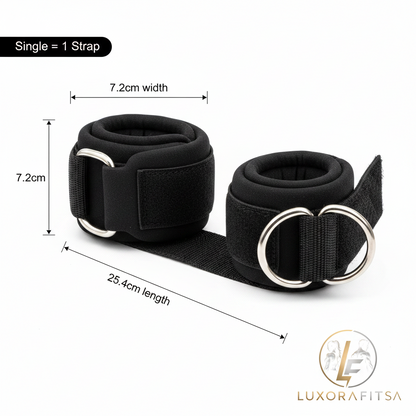 LuxoraFitSA Heavy-Duty Ankle Straps with Double D-Rings™ - 1 Pc